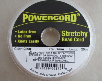 0.7mm clear Powercord stretch elastic cord 82 foot spool