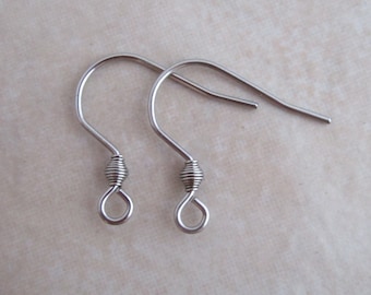 stainless steel bicone coil earring hooks 12 pairs hypoallergenic 21 gauge