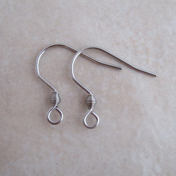 stainless steel bicone coil earring hooks 12 pairs hypoallergenic 21 gauge