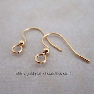 10 pairs gold plated hypoallergenic stainless steel earring hook 21 gauge with ball image 5