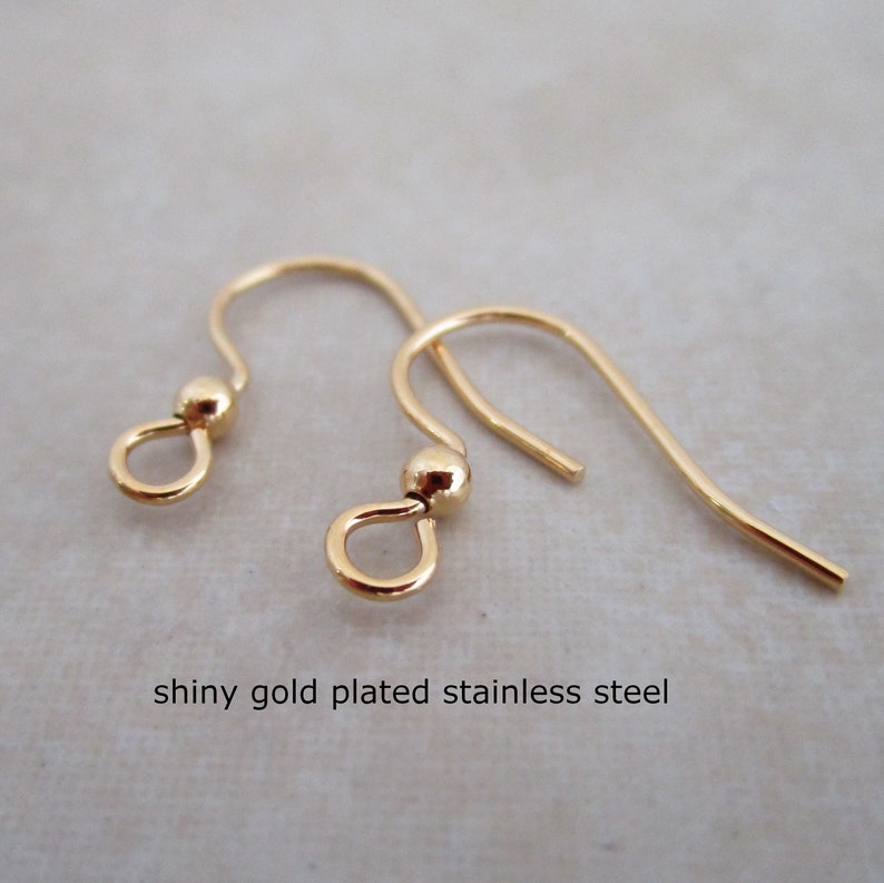 10 pairs gold plated hypoallergenic stainless steel earring hook 21 gauge with ball image 5