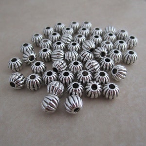 6mm corrugated round beads tibetan style oxidized antique silver alloy