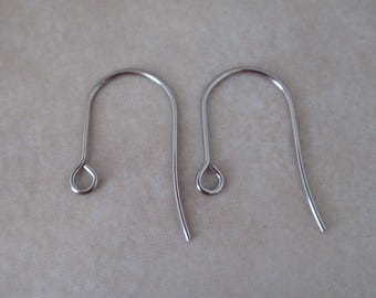 stainless steel ear wires 316 grade plain 21 gauge 16mm length hook