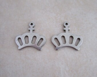 stainless steel 15mm princess crown charms