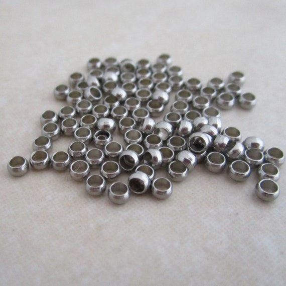 Stainless Steel Crimp Beads 2.3mm Wide 1.4mm Hole Etsy Ireland