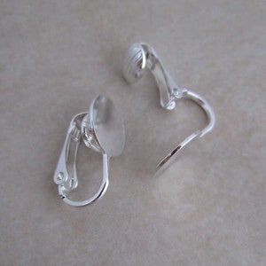 silver clip on earclips findings 10mm pad