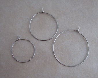 50 or 100 earring hoops surgical stainless steel 20mm 25mm or 30mm