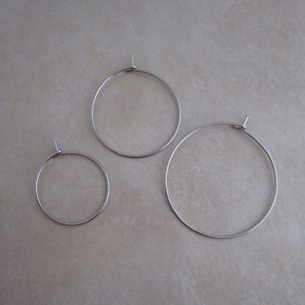 50 or 100 earring hoops surgical stainless steel 20mm 25mm or 30mm