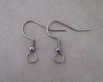 stainless steel large hole earring hooks 22 gauge with ball coil accent hypoallergenic