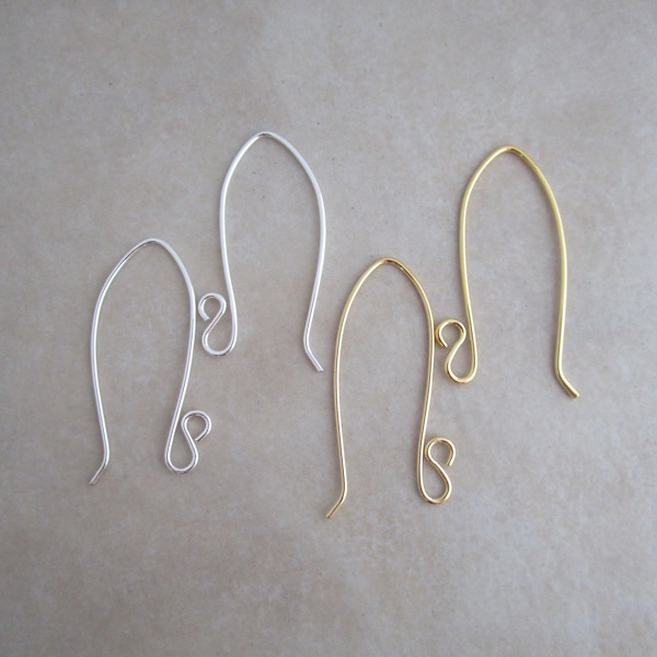 10 pairs silver or gold plated long marquise earring hooks