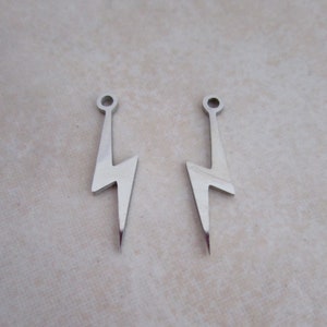 stainless steel 20mm long lightning bolt charms