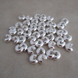 50 5mm crimp bead covers silver plated brass