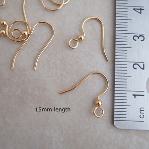 10 pairs gold plated hypoallergenic stainless steel earring hook 21 gauge with ball image 2