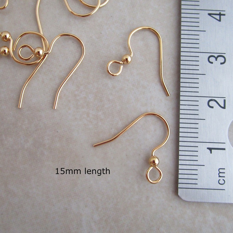 10 pairs gold plated hypoallergenic stainless steel earring hook 21 gauge with ball image 2