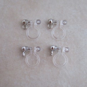 5 pairs clear comfortable plastic and hypoallergenic stainless steel clip on earring horizontal or vertical