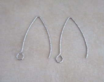 surgical stainless steel earring wires textured 27mm folded  21 gauge