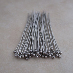 stainless steel headpins 2 inch 24 gauge 1.8mm ball hypoallergenic