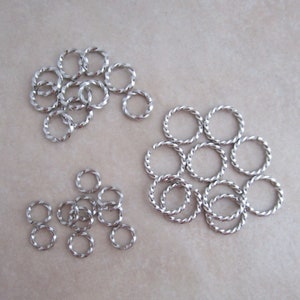 20 stainless steel twisted jump rings 6mm 8mm or 10mm