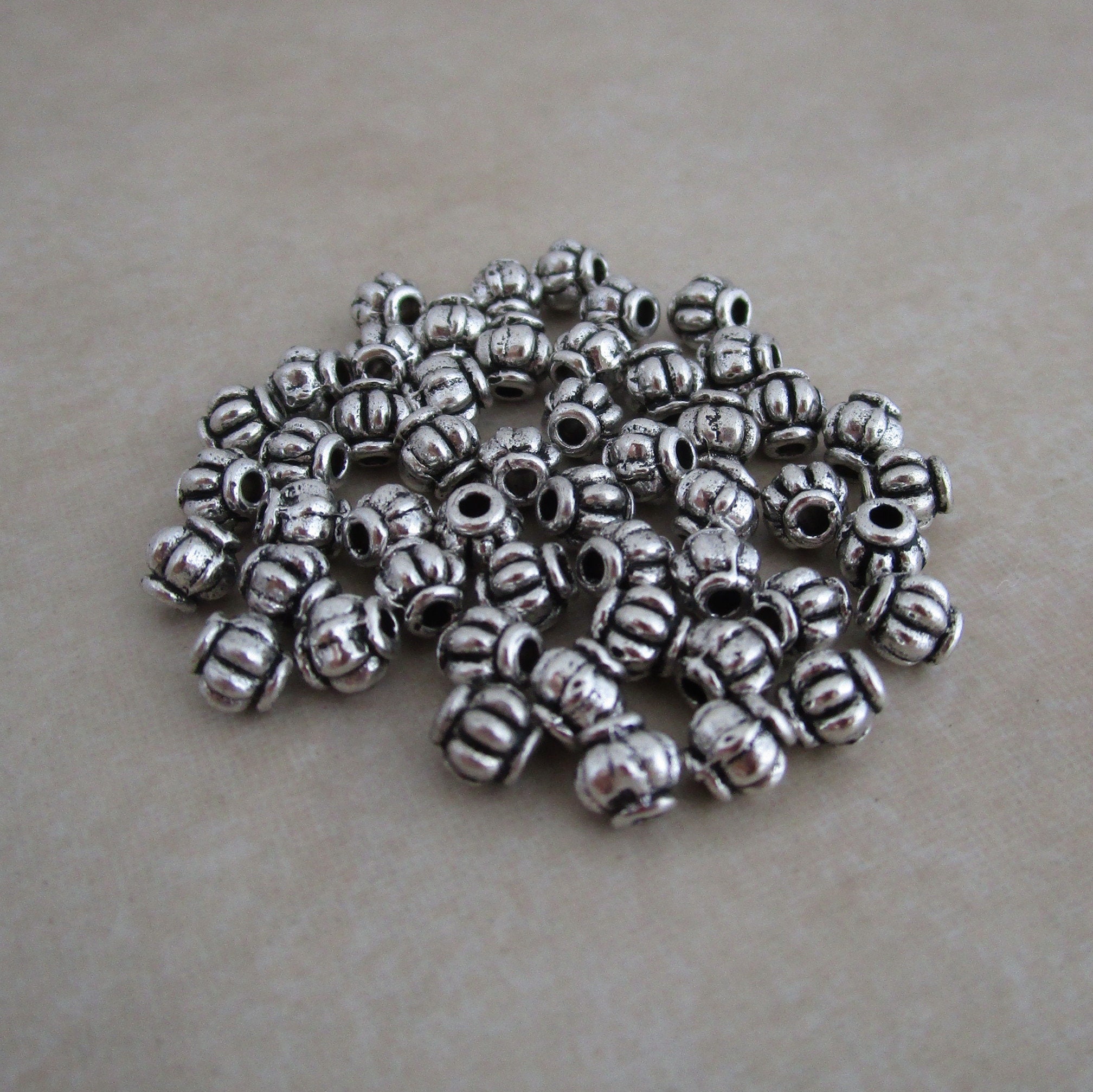 7.5mm Tibetan Silver Ball Beads, Ball Metal Spacers, Silver Color, 2.5mm  Hole, Fancy Round Beads, Jewelry Making Supply, Shiny Metal Ball