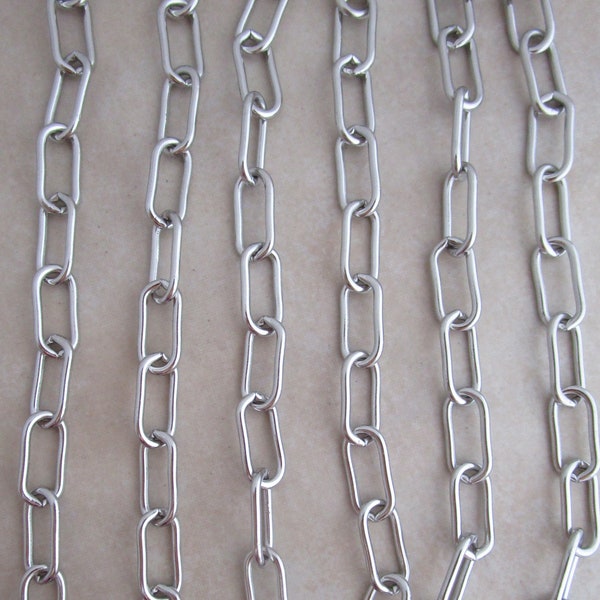 6mm wide rounded link stainless steel paperclip chain anti tarnish hypoallergenic