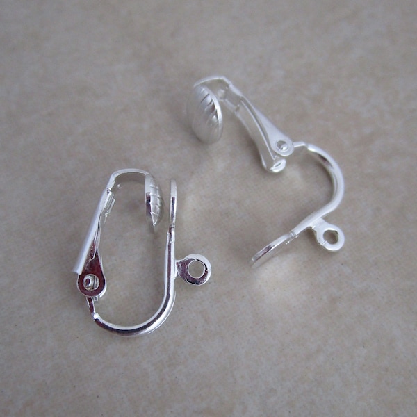 silver clip on earclips with 5mm pad