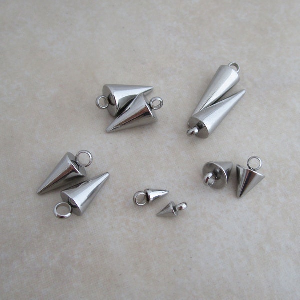 20 stainless steel spike cone charms 7mm 9mm 13mm 13.5mm or 18mm