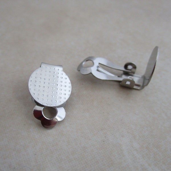 stainless steel earclip clip on earring blanks 10mm pad hypoallergenic