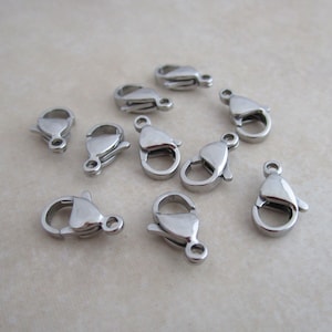 12mm surgical stainless steel lobster claw clasps