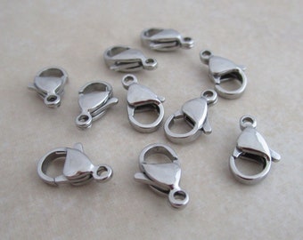 12mm Brass Lobster Claw Clasps, 4 Colors, Mixed Lot, Jewelry Clasps