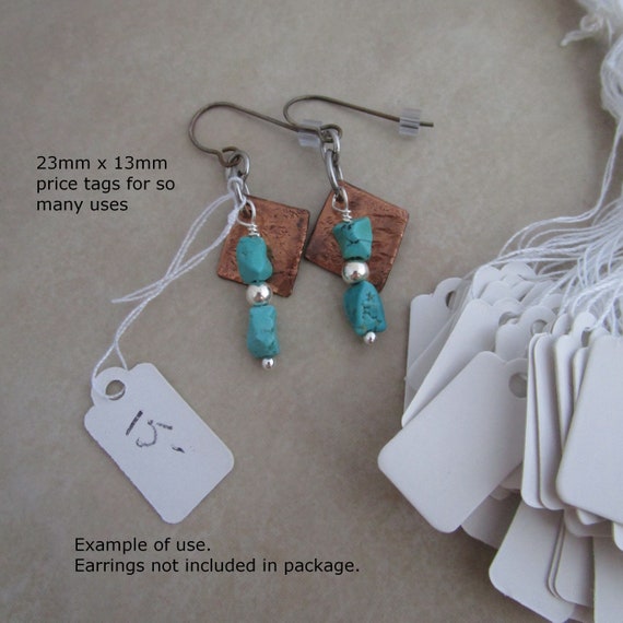 White Paper String Price Tags 23mm X 13mm for Jewelry and Crafts