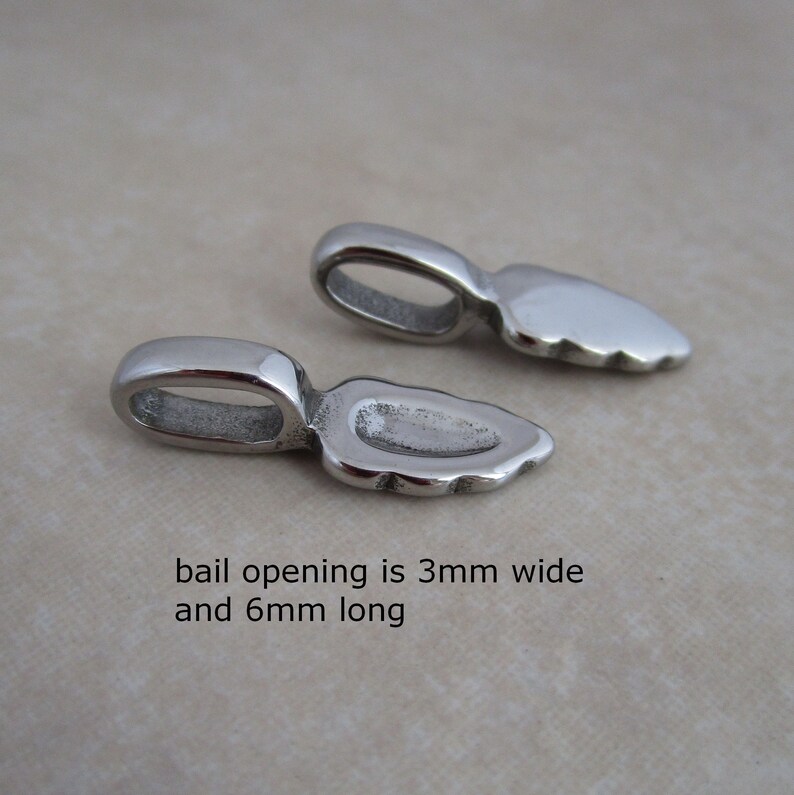 2 stainless steel glue on bails 22mm total length Bild 4