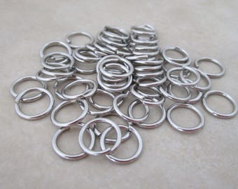 100 heavyweight 10mm open jump rings stainless steel 17 gauge open