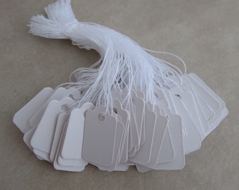 200 white paper string price tags 23mm x 13mm for jewelry and crafts