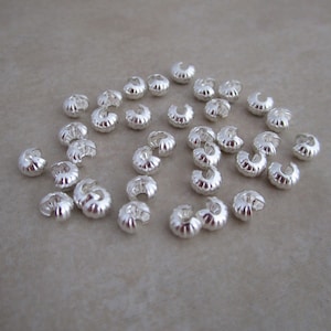 crimp bead covers 4mm silver plated corrugated