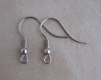 surgical stainless steel earring hooks 21 gauge ball coil 316