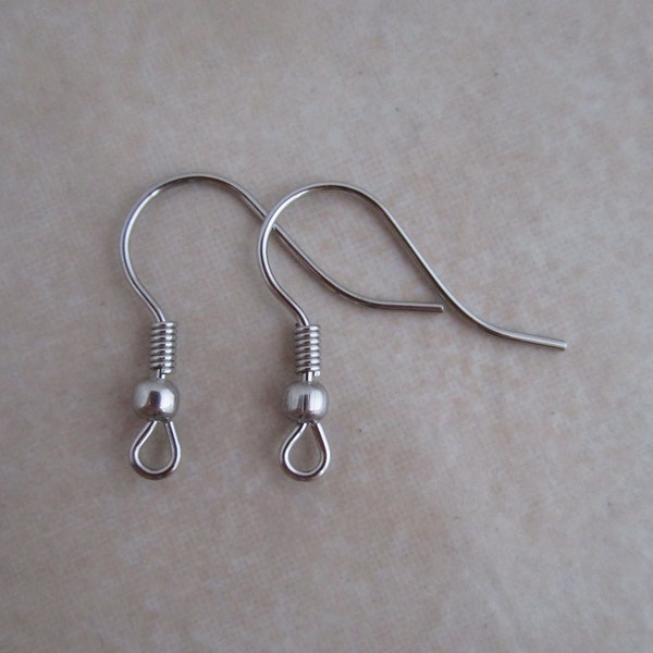 surgical stainless steel earring hooks 21 gauge ball coil 316