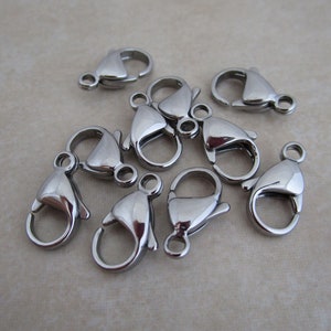 15mm x 9mm stainless steel 316 lobster claw clasps