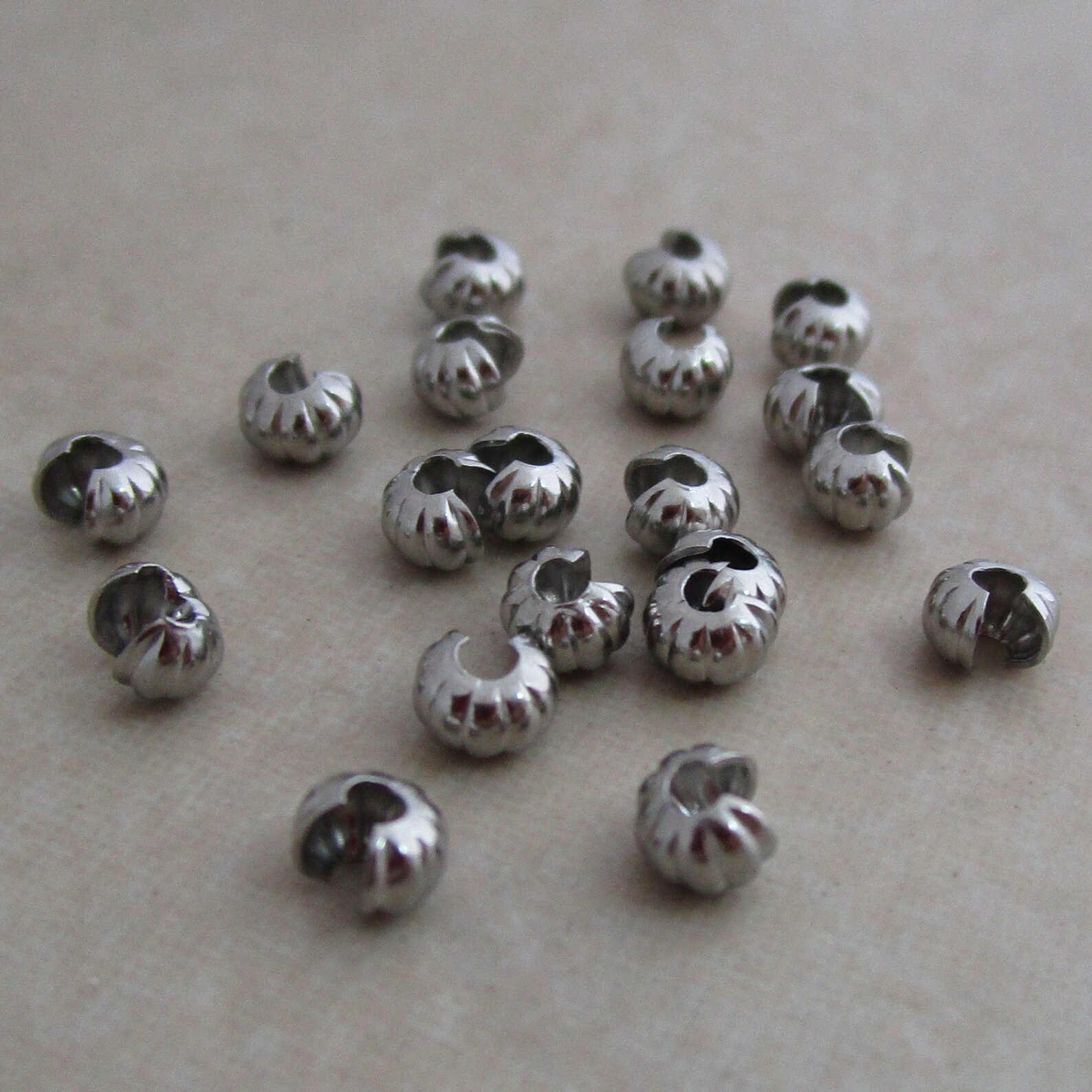3mm Stainless Steel Crimp Bead Knot Covers Small Corrugated Etsy