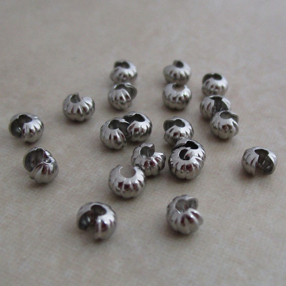 40 pc Silver Findings Silver Plated Fold Over Ball Chain Clasps Silver Plated Crimps Knot Crimps Jewelry Supplies Ball Chain Clasps