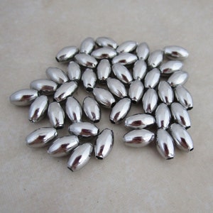 stainless steel hollow rice beads 7mm x 4mm hypoallergenic
