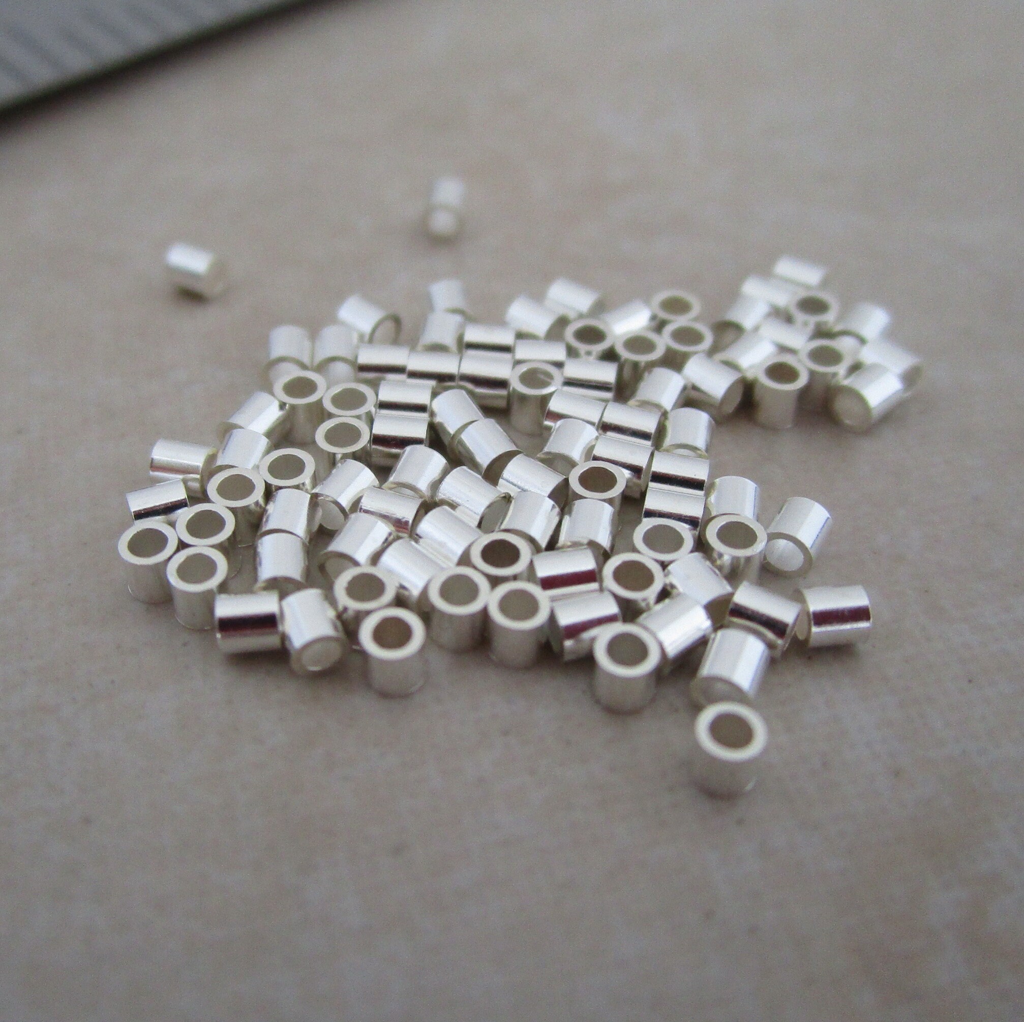 Sterling Silver Crimp Beads 1.5mm X 1.5mm Tube 0.9mm ID Etsy