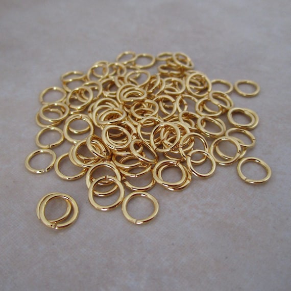 50 gold plated 6mm jump rings brass open 21 gauge