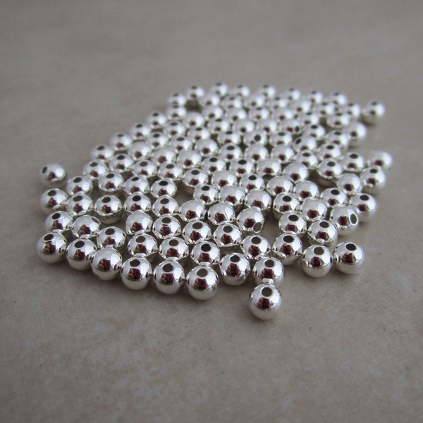 silver plated beads 3mm smooth round