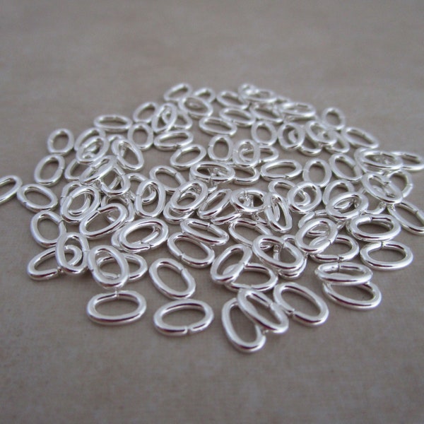 100 silver plated open oval jumprings 18 gauge 6mm x 4mm