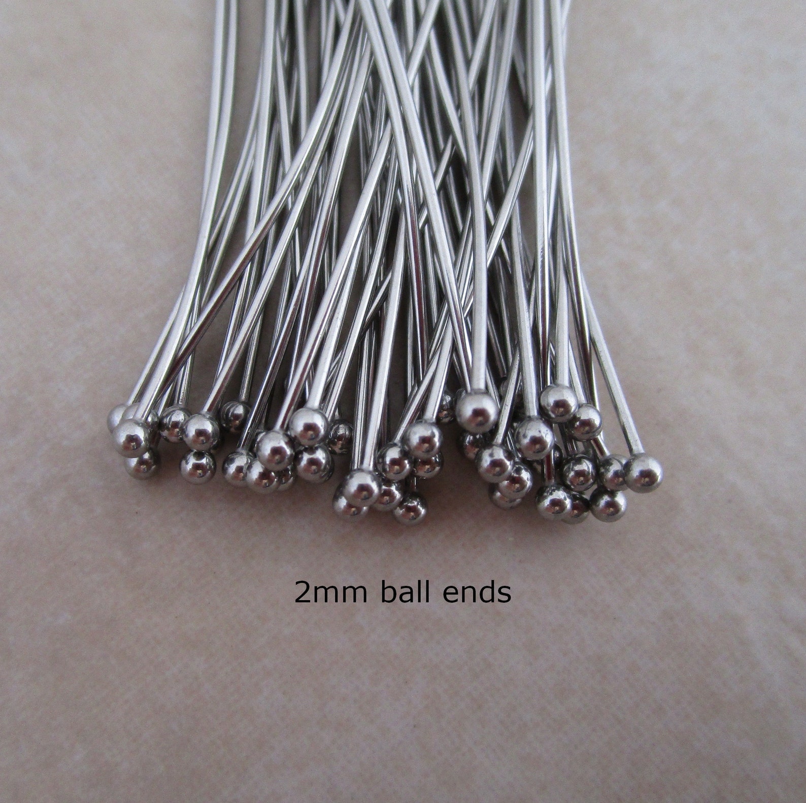 50 Stainless Steel Headpins 2 Inch 21 Gauge 2mm Ball Hypoallergenic - Etsy