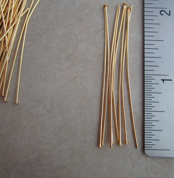 50 Gold Plated headpins 2 inch 21 Gauge 