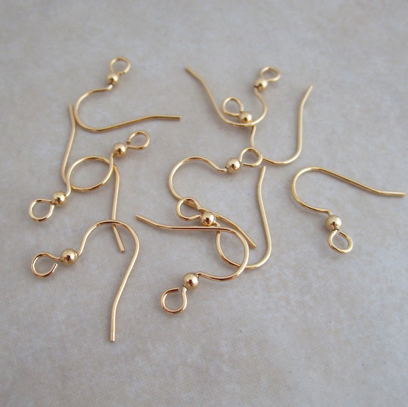 10 pairs gold plated hypoallergenic stainless steel earring hook 21 gauge with ball image 7