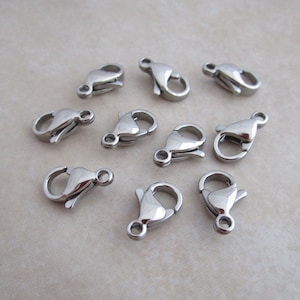 11mm surgical stainless steel lobster claw clasps