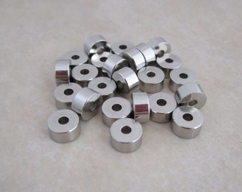 stainless steel cylinder beads 6mm wide x 3mm long beads 304 hypoallergenic