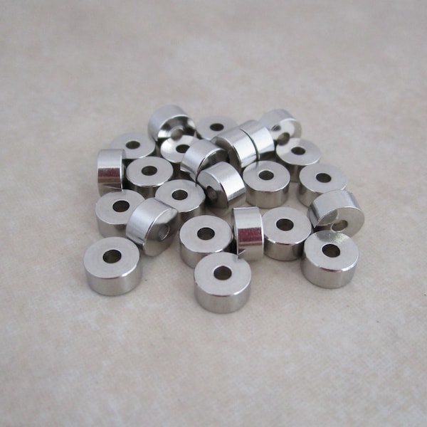 stainless steel cylinder beads 6mm wide x 3mm long beads 304 hypoallergenic